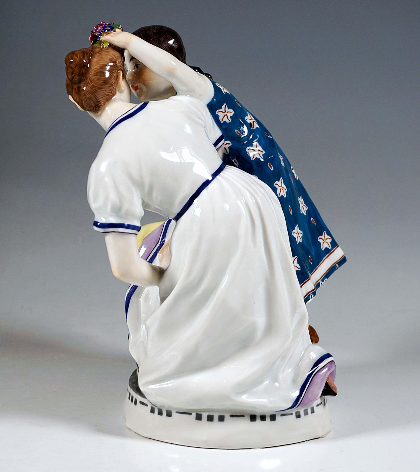 Art Nouveau Children Group 'Girl With Child', T. Eichler, Meissen Germany, 1905 photo Home Decor