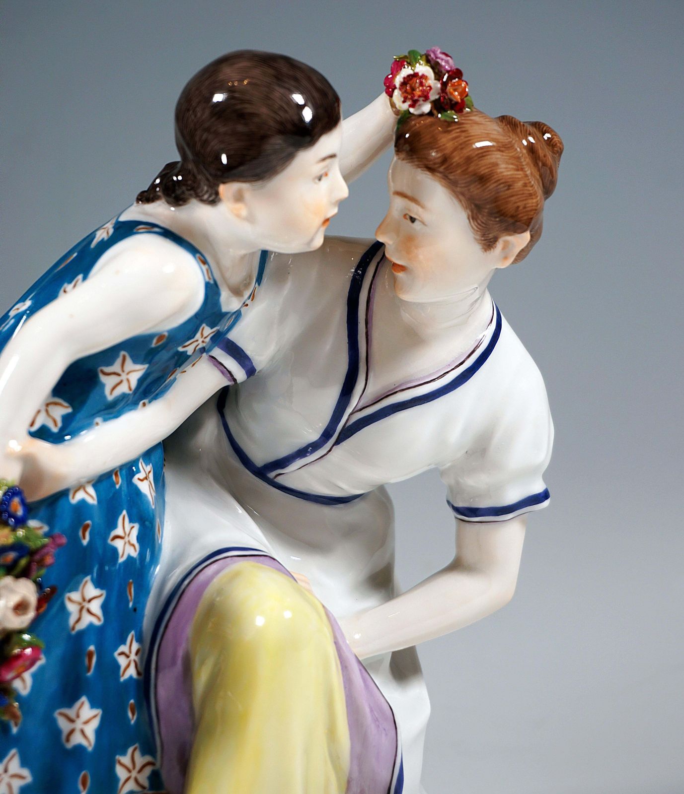Art Nouveau Children Group 'Girl With Child', T. Eichler, Meissen Germany, 1905 photo 3464.0