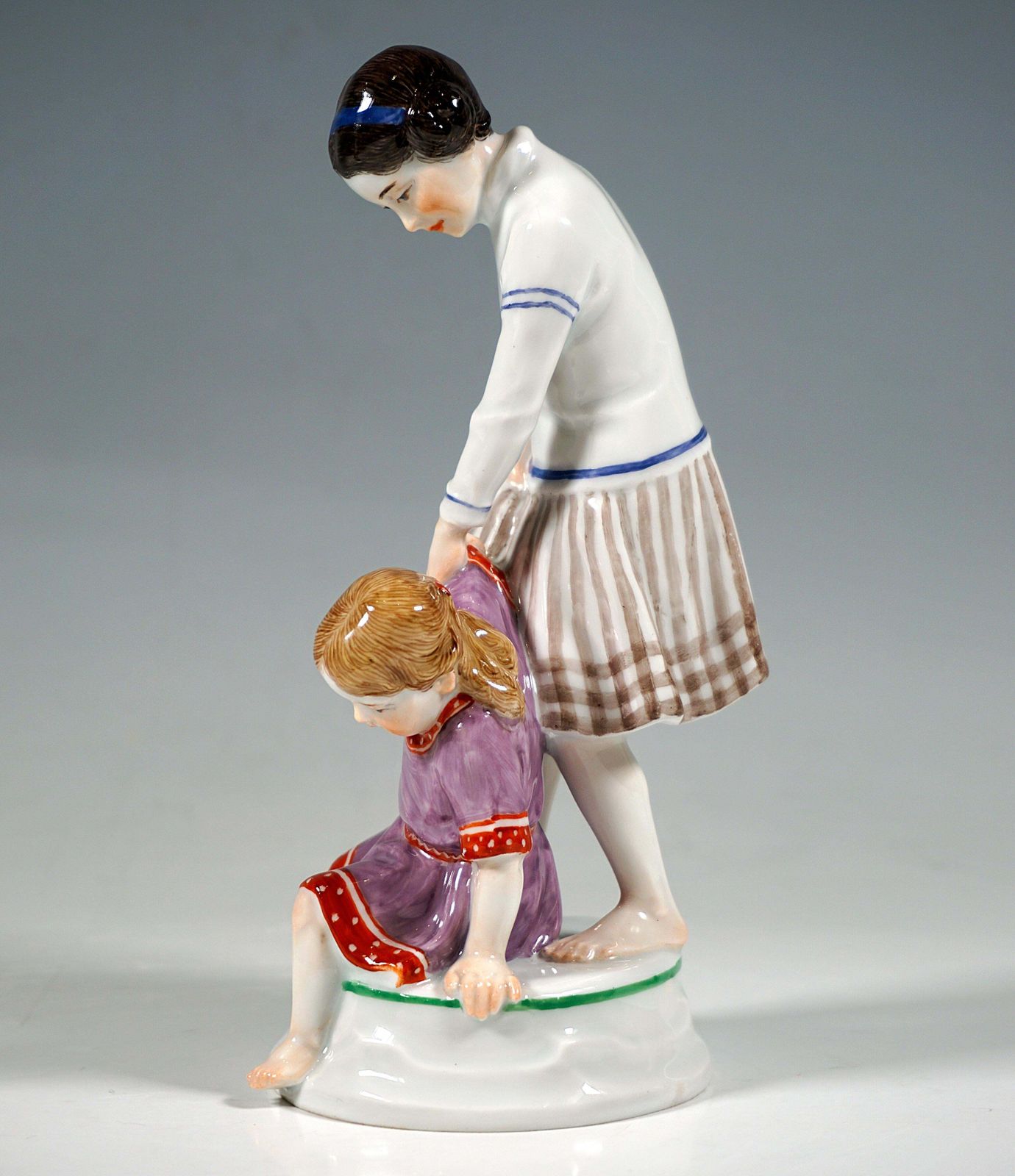 Art Nouveau Children Group 'Two Girls', By A. Koenig, Meissen Germany, Ca 1912 photo 4085.0