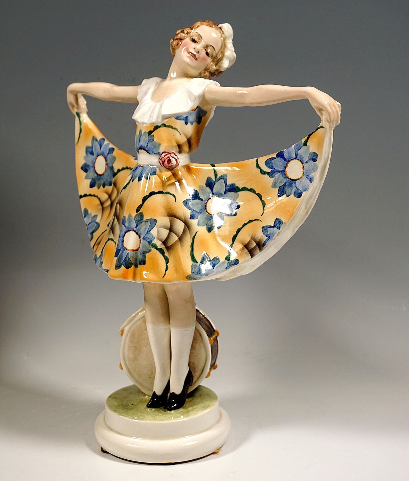 Goldscheider Vienna, Young Lady Dancer In Flower Dress, By Josef Lorenzl C. 1925 photo furniture