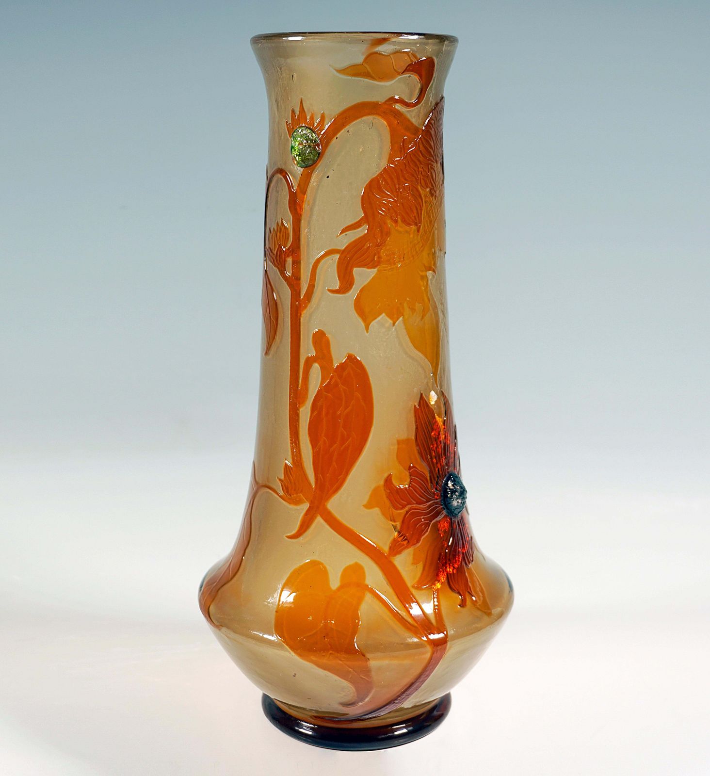 Large émile Gallé Art Nouveau Cameo Vase 'Helianthe', Nancy, France, Circa 1898 photo furniture