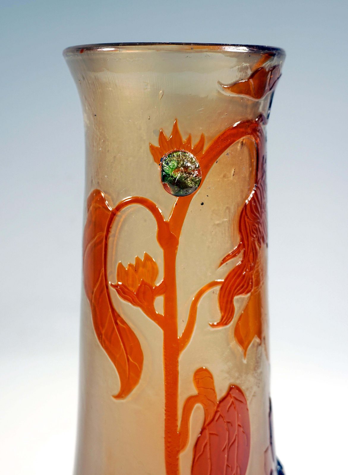 Large émile Gallé Art Nouveau Cameo Vase 'Helianthe', Nancy, France, Circa 1898 photo buy