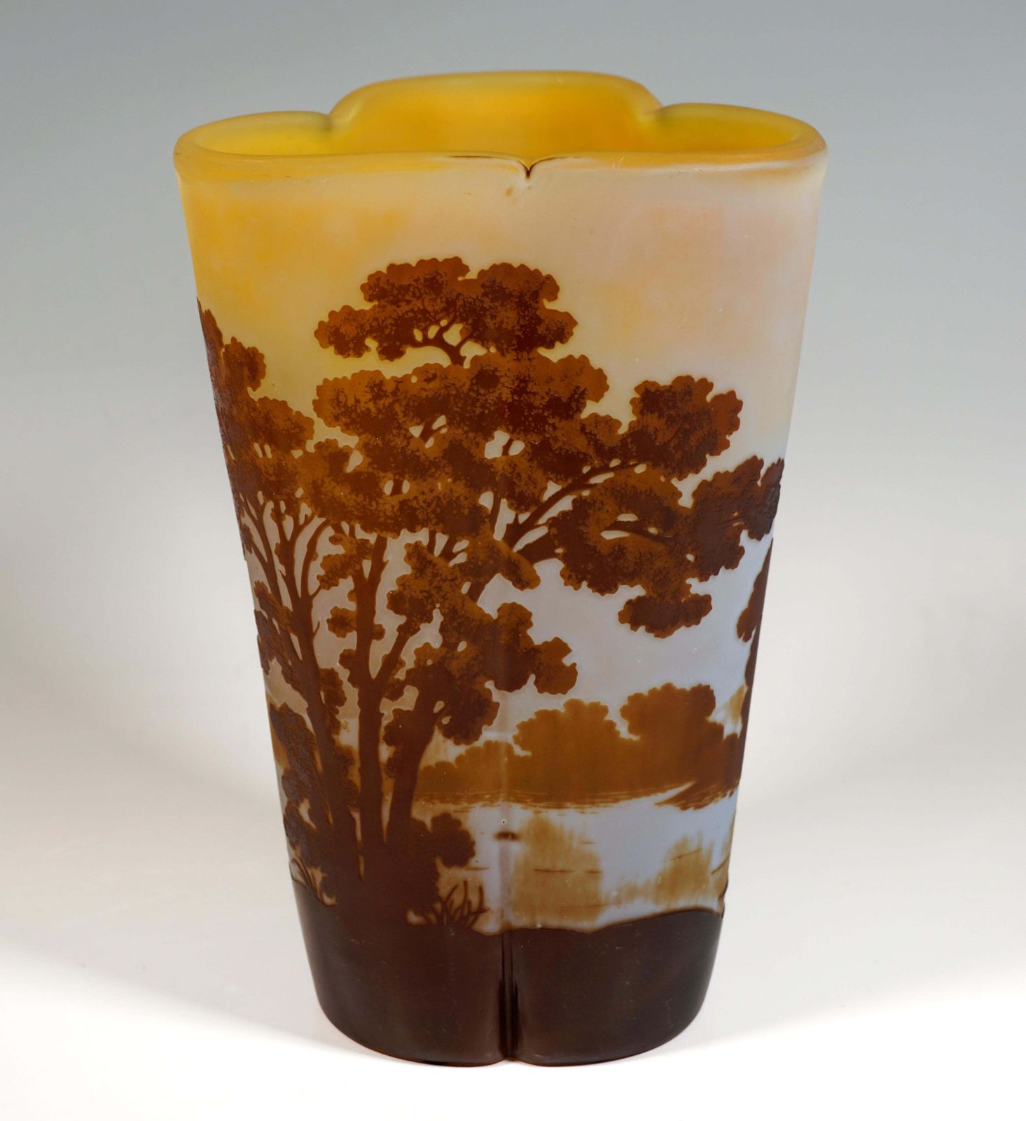 Large émile Gallé Art Nouveau Vase With Pond Landscape Decor, France, 1904/06 photo Home Decor