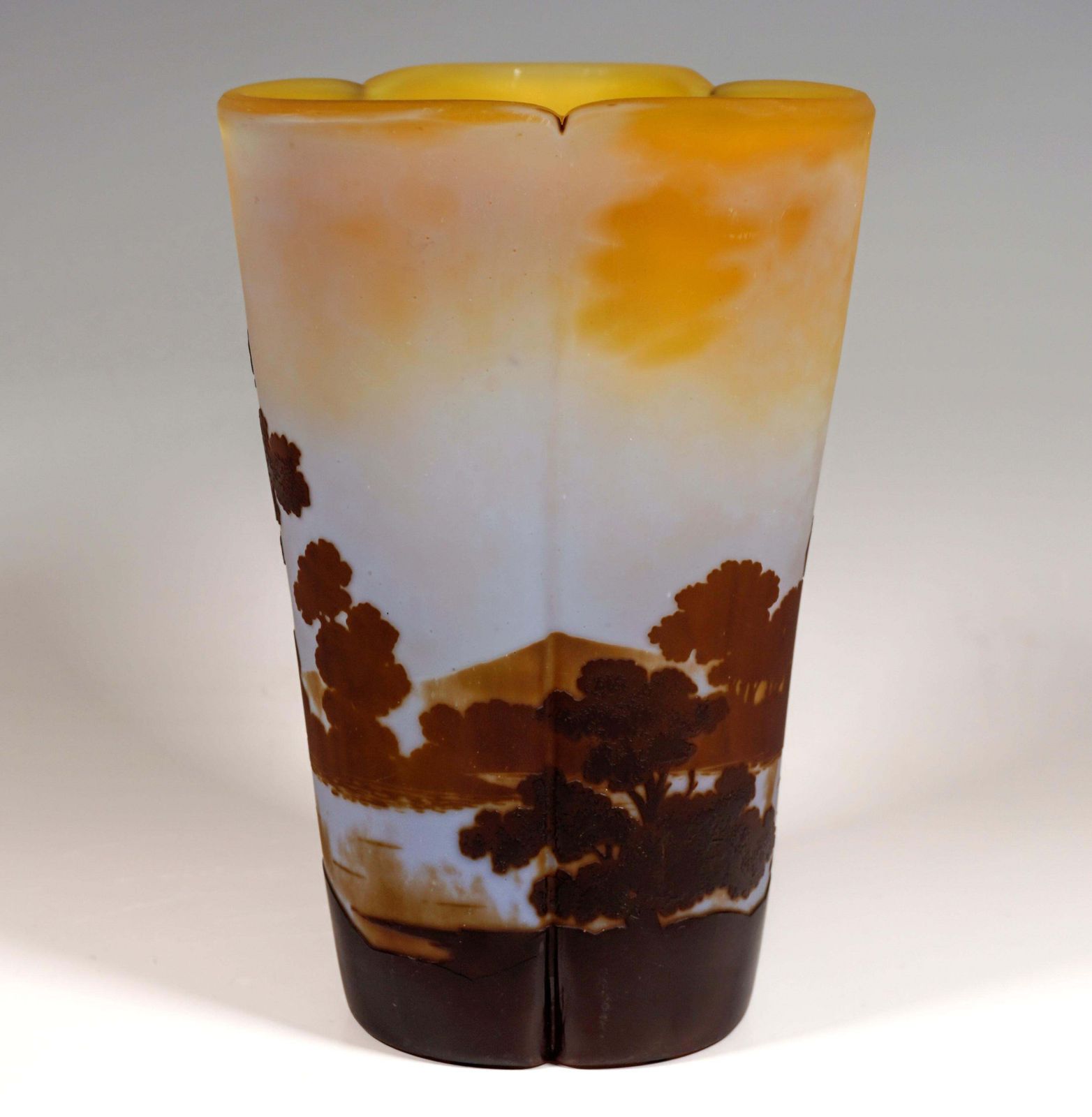 Large émile Gallé Art Nouveau Vase With Pond Landscape Decor, France, 1904/06 photo vinterior