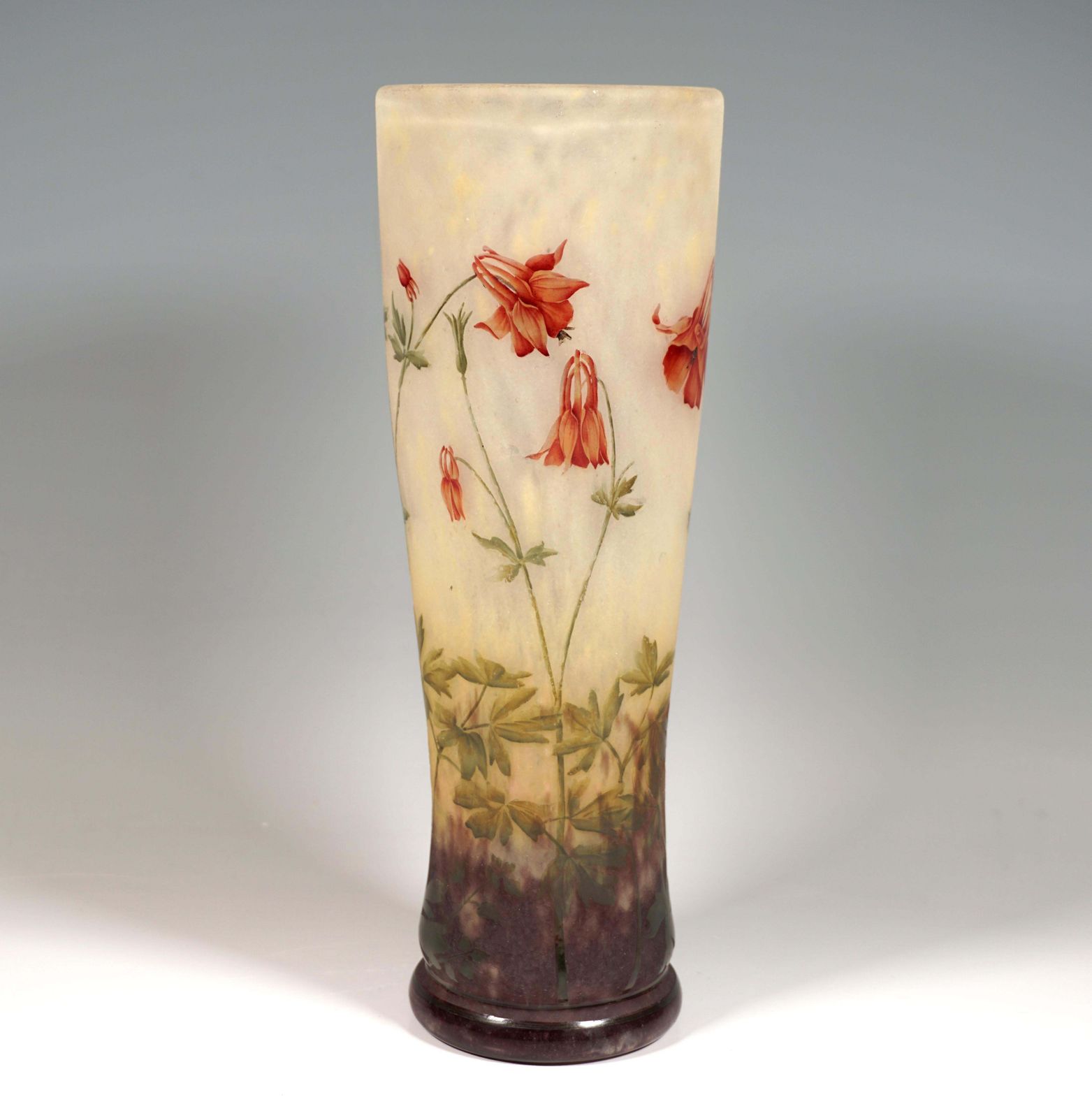 Large Art Nouveau Cameo Vase With Columbine Decor, Daum Nancy, France, Ca 1910 photo furniture