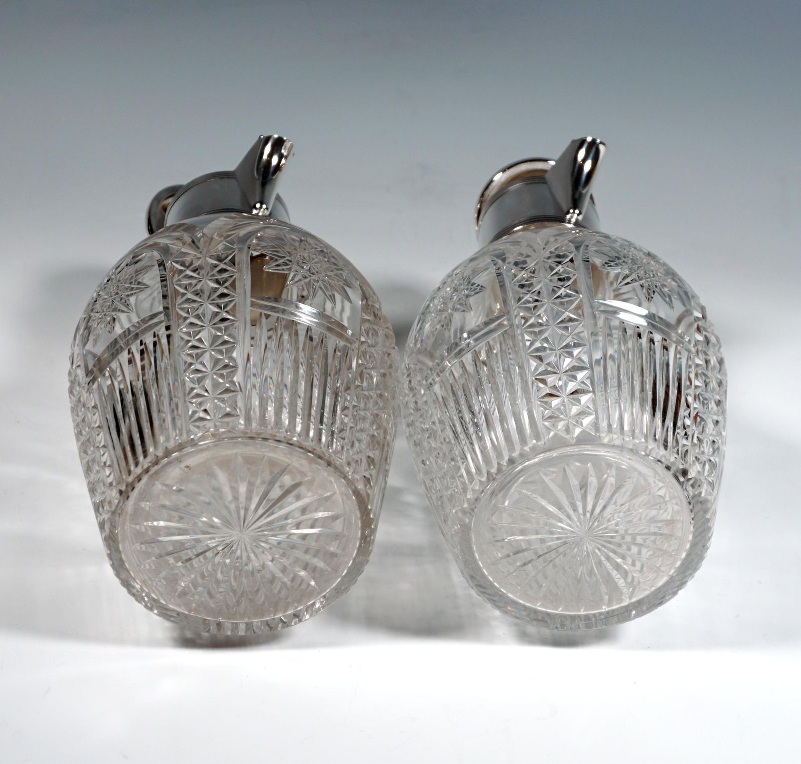 Pair Of Art Nouveau Glass Carafes With Silver Mounts, Koch & Bergfeld, Germany photo vinterior