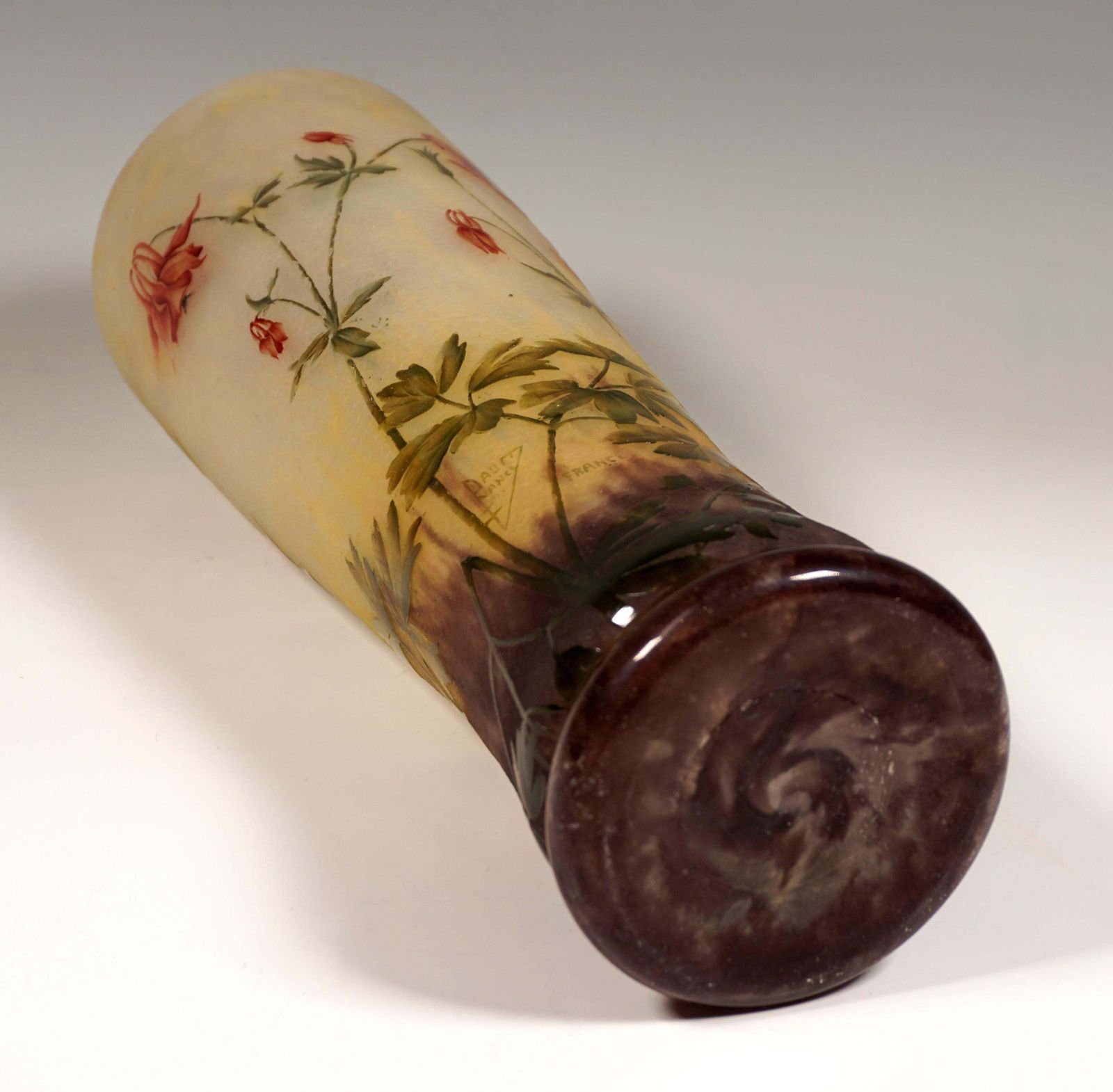 photo furniture Large Art Nouveau Cameo Vase With Columbine Decor, Daum Nancy, France, Ca 1910