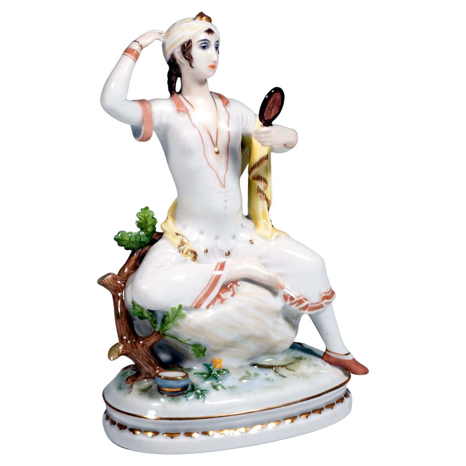 Porcelain Figure, Seated Oriental Woman With Mirror, R. Förster, Rosenthal, 1923