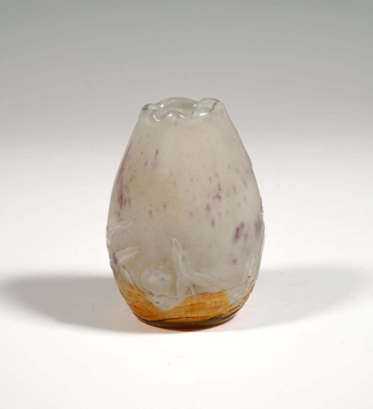 Daum Nancy Art Nouveau Cameo Egg Shaped Vase With Dragonfly Decor, France C 1895 photo Home Decor