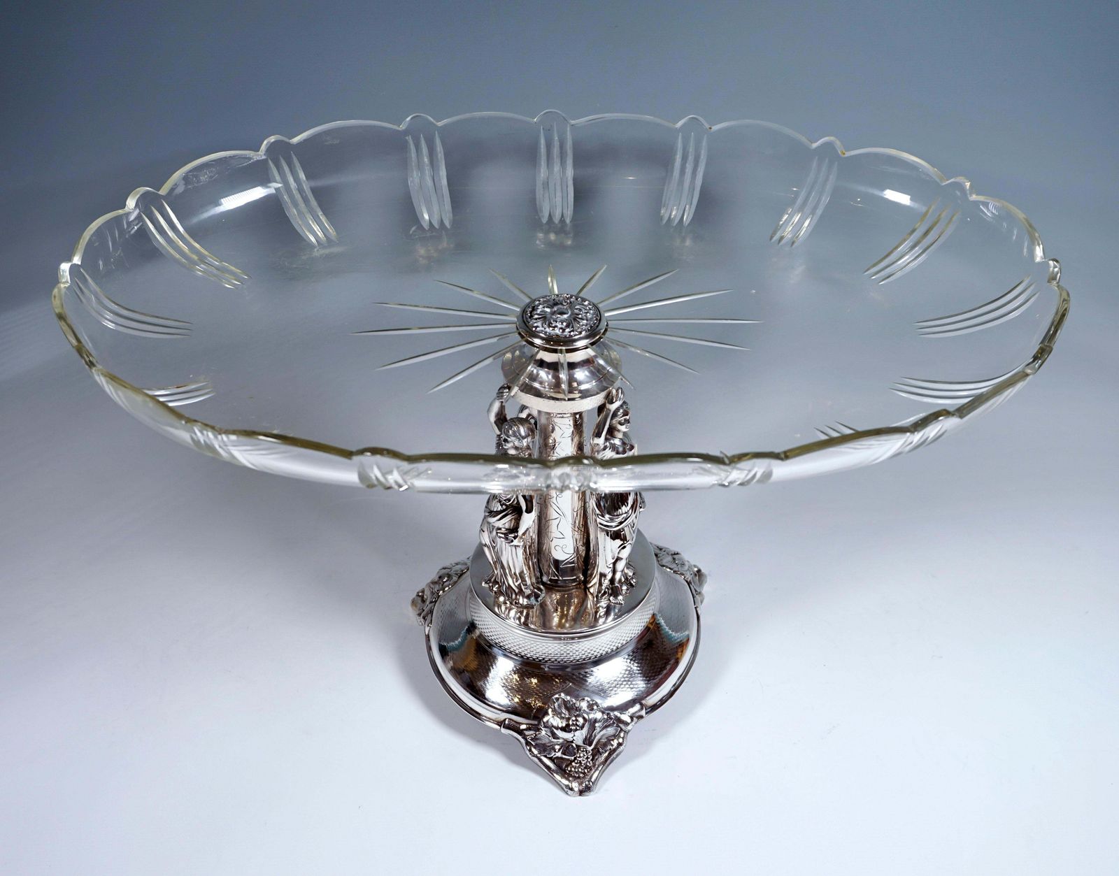 Art Nouveau Silver Centerpiece With Karyatides And Glass Bowl, Vienna, Ca 1900 photo furniture
