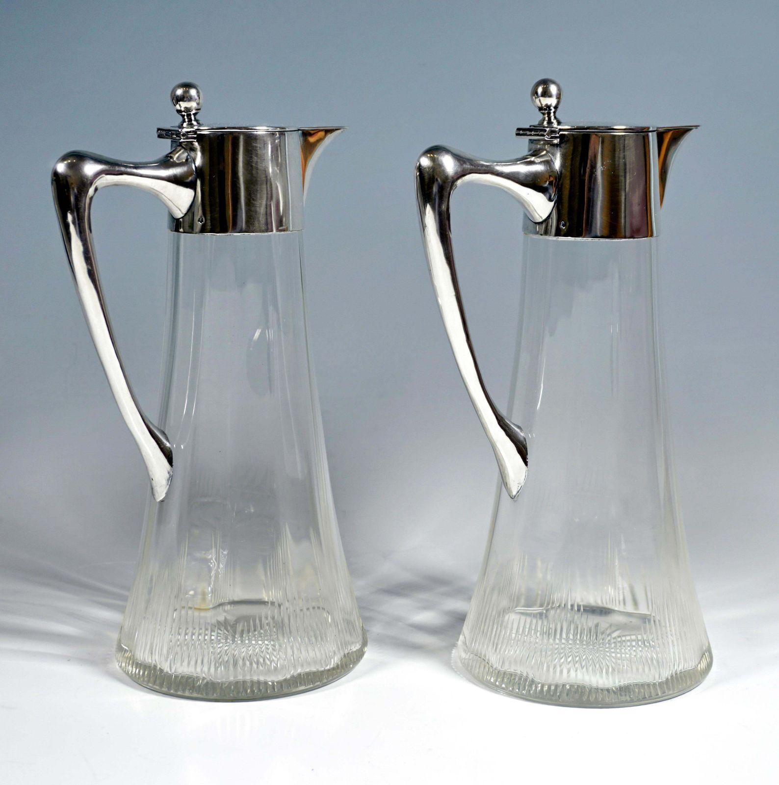Pair Of Art Nouveau Glass Carafes With Silver Fittings, By Ferdinand Vogl Vienna photo furniture