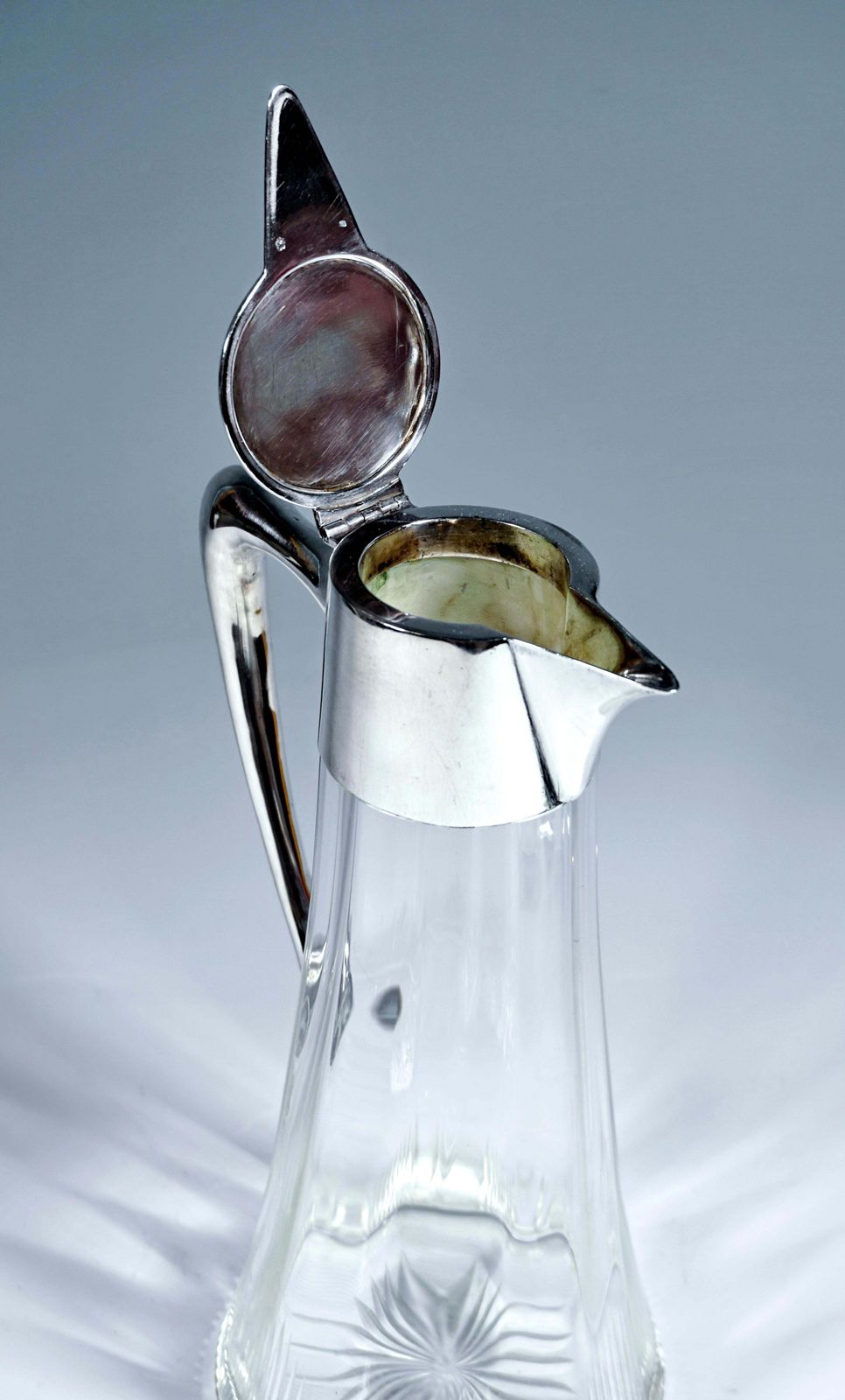 Pair Of Art Nouveau Glass Carafes With Silver Fittings, By Ferdinand Vogl Vienna photo Home Decor