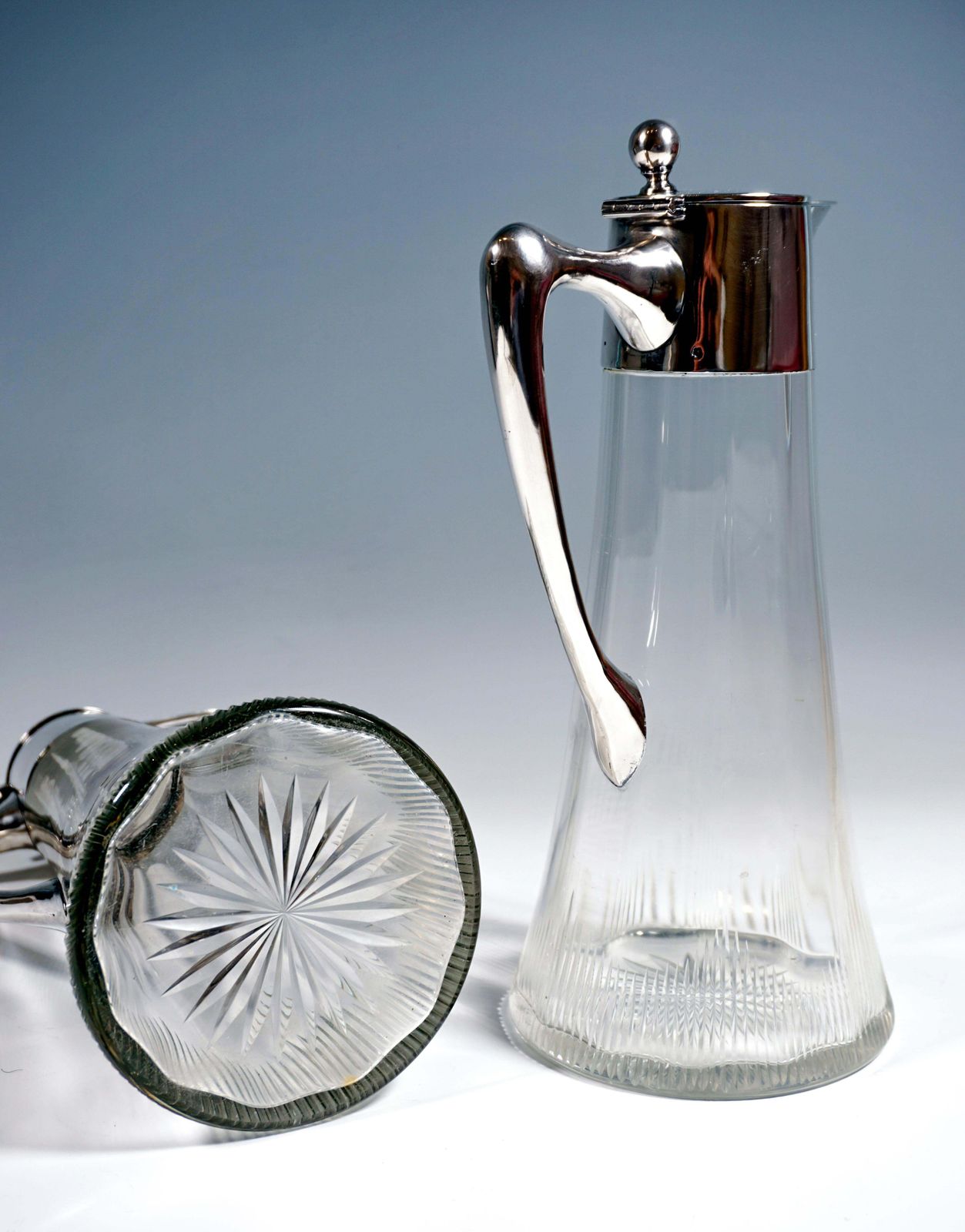 photo furniture Pair Of Art Nouveau Glass Carafes With Silver Fittings, By Ferdinand Vogl Vienna