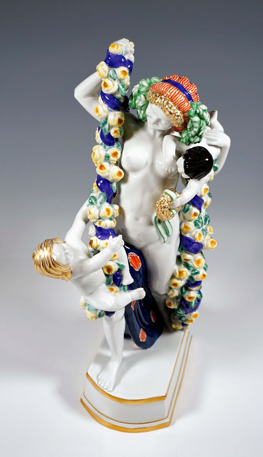 Large Meissen Art Nouveau Figure, Flora With Cupids, By Emmerich Oehler, Ca 1913 photo buy