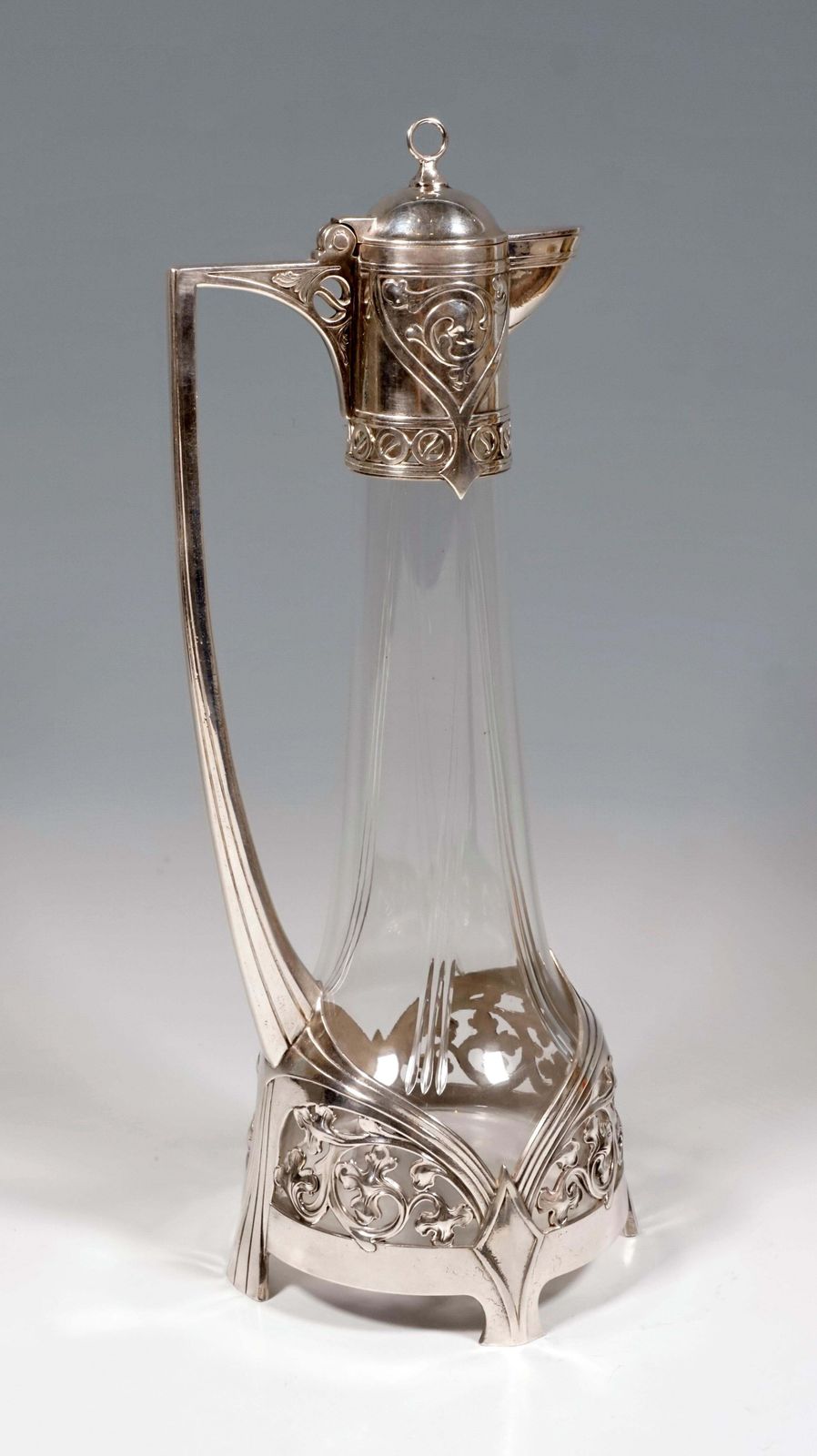 Art Nouveau Glass Decanter With Silver Plated Mount, Wmf, Germany, 1903 1910 photo for sale