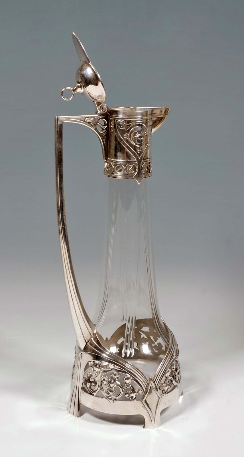 Art Nouveau Glass Decanter With Silver Plated Mount, Wmf, Germany, 1903 1910 photo Home Decor