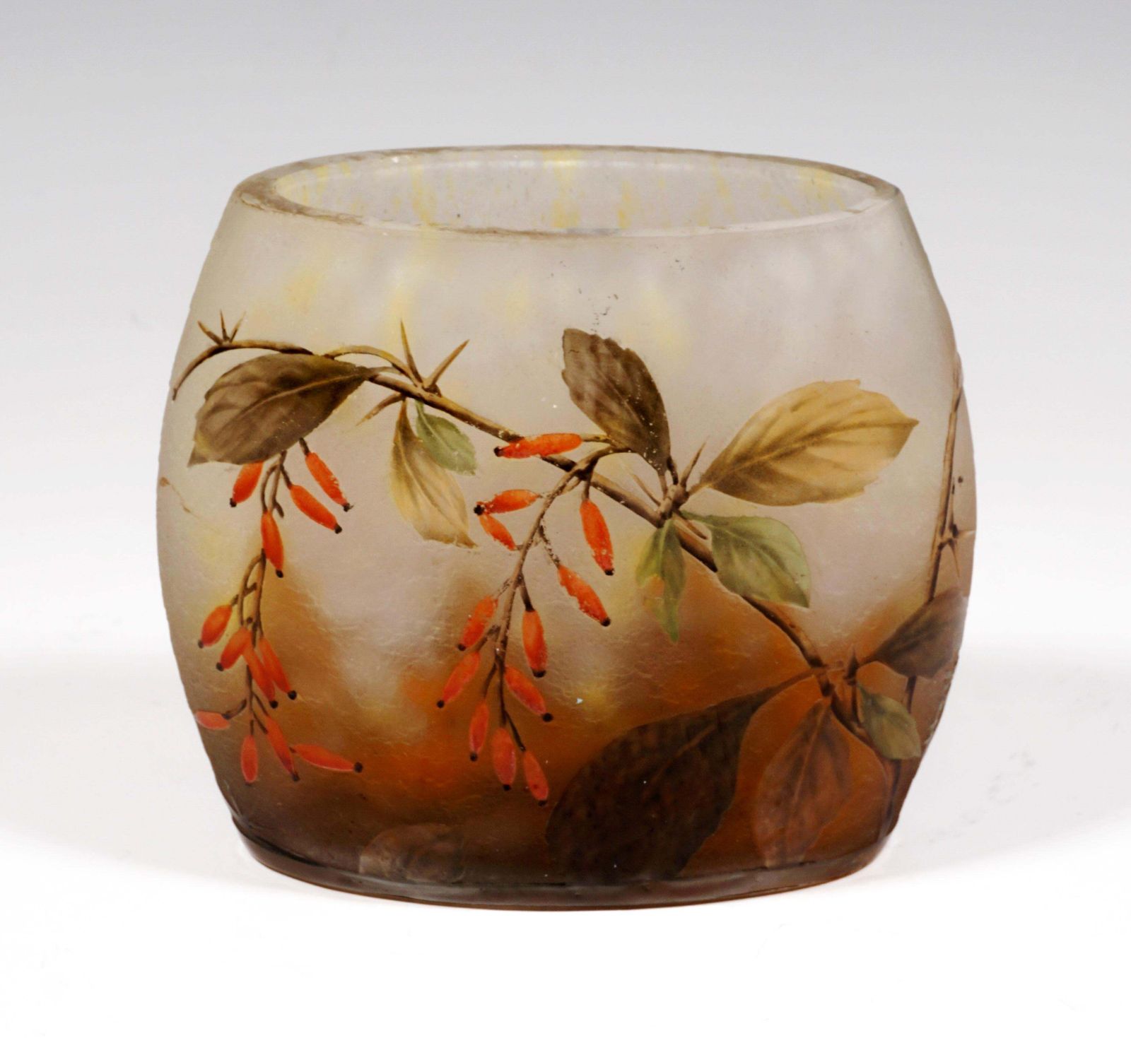 Art Nouveau Cameo Vase With Barberry Decor, Daum Nancy, France, 1900/05 photo furniture