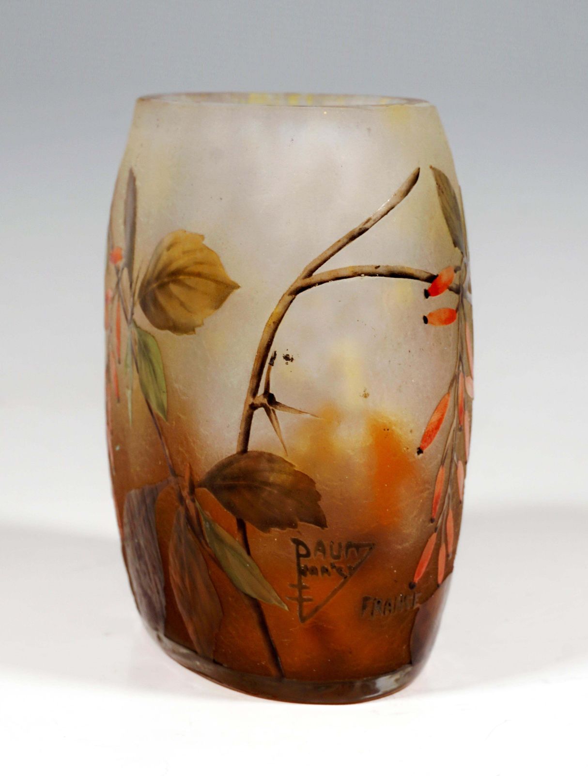Art Nouveau Cameo Vase With Barberry Decor, Daum Nancy, France, 1900/05 photo 2532.0