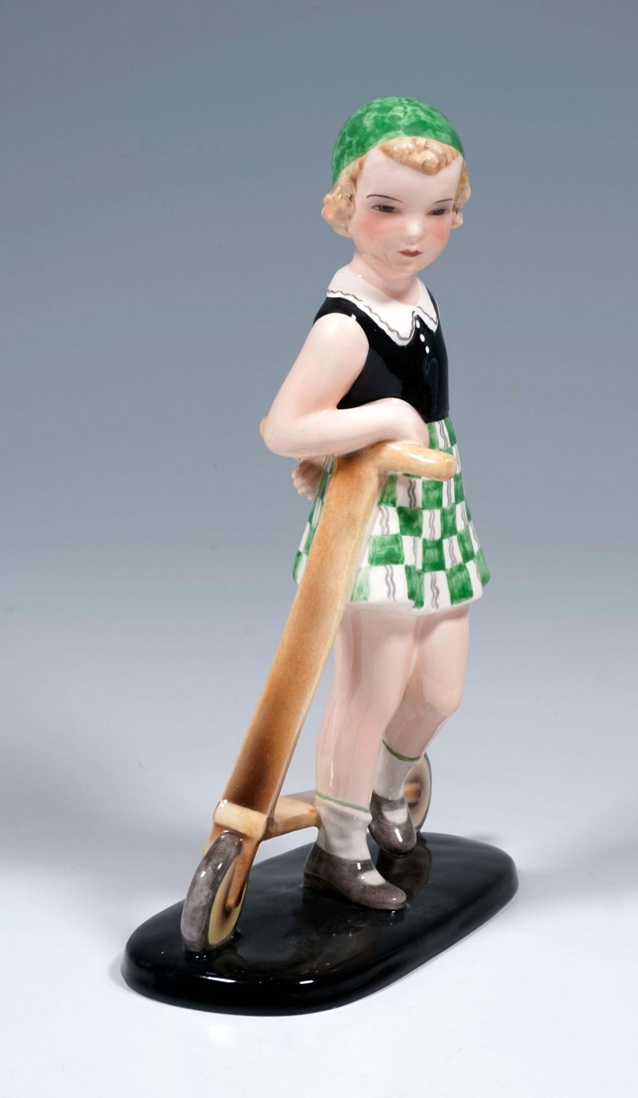 Goldscheider Art Déco Figure, 'Triton', Girl With Scooter, By Dakon, Around 1936 photo for sale