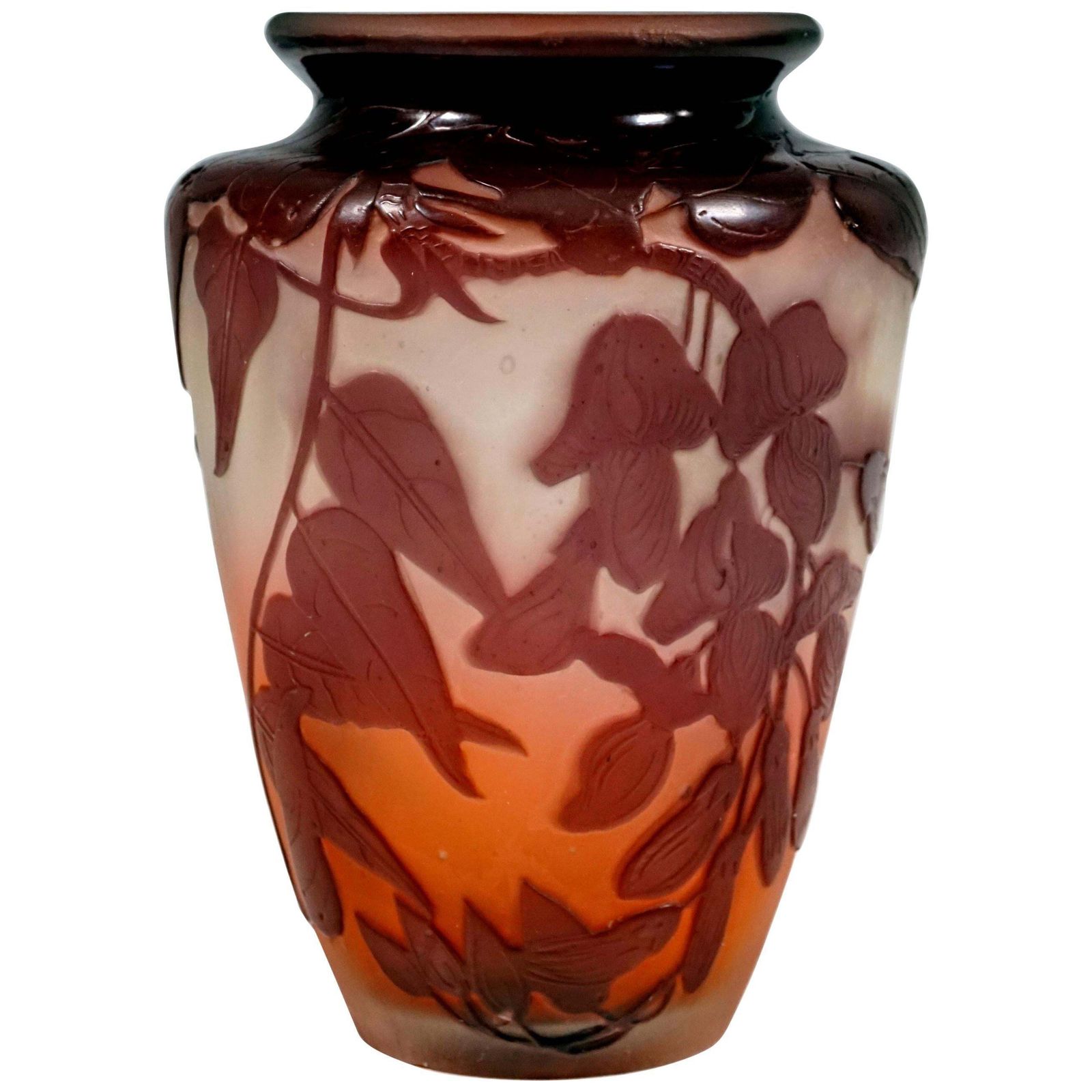 Art Nouveau Cameo Vase With Sweet Pea Decor, émile Gallé, Nancy, France, 1903/04