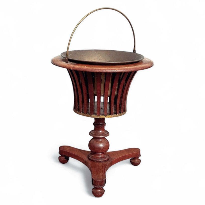 Victorian Walnut Peat Bucket, Coal / Kindling.