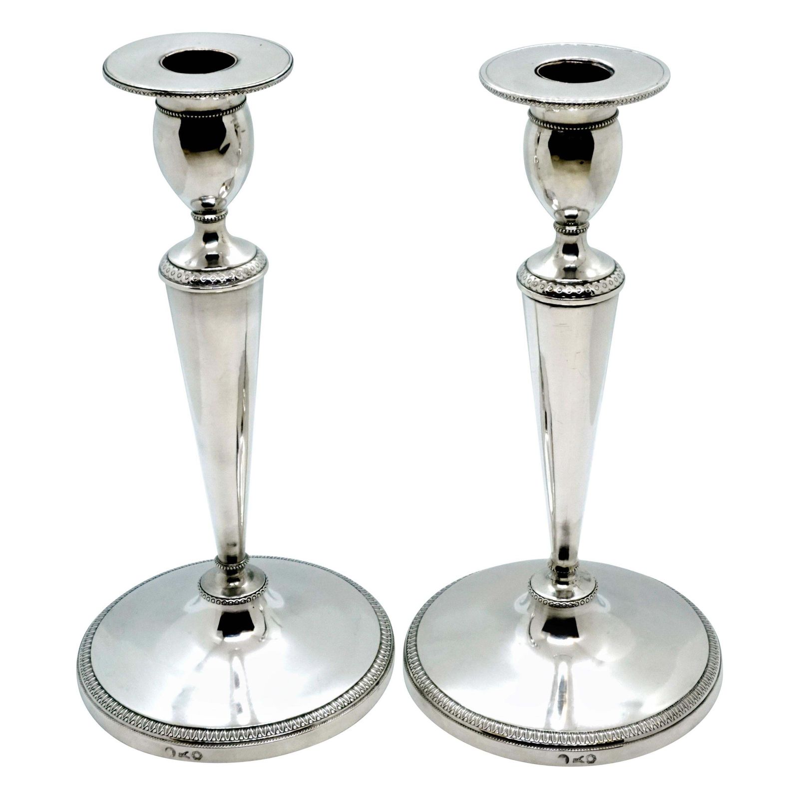 Pair Of Italian Empire Silver Candlesticks, Milan, Circa 1810