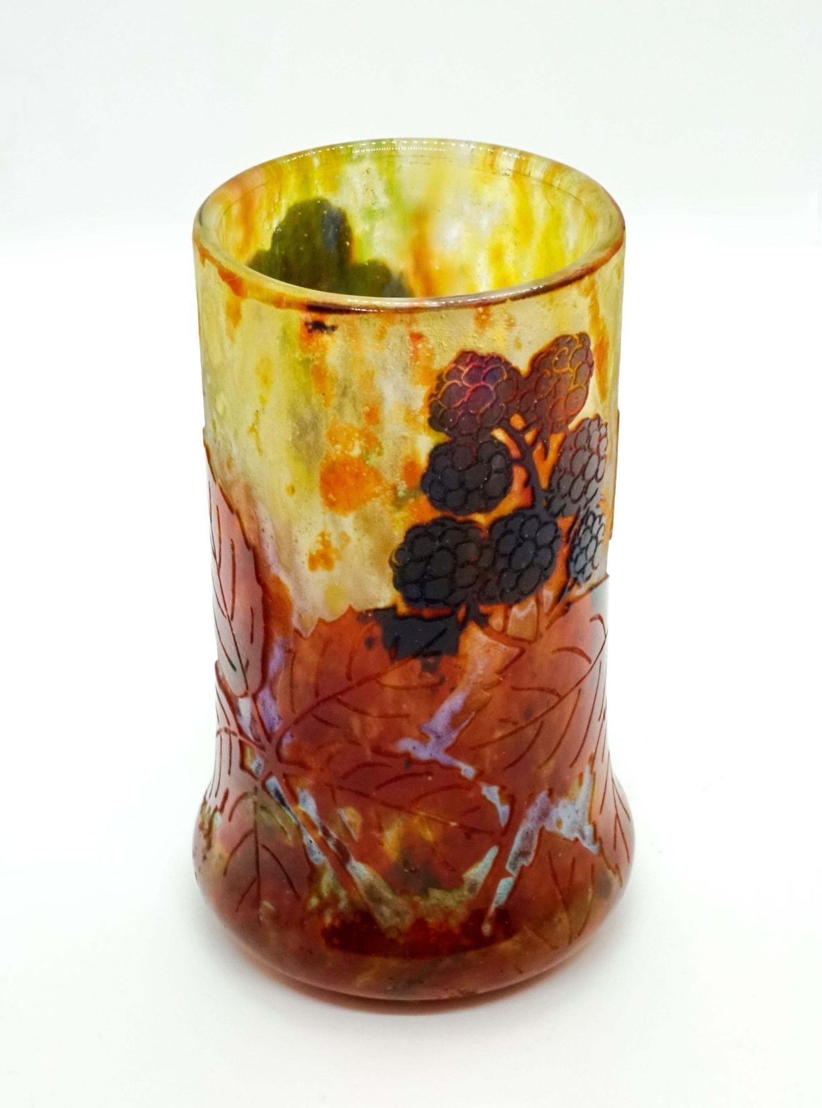 Art Nouveau Cameo Vase With Blackberry Decor, Daum Nancy, France, 1900 1905 photo 2043.0