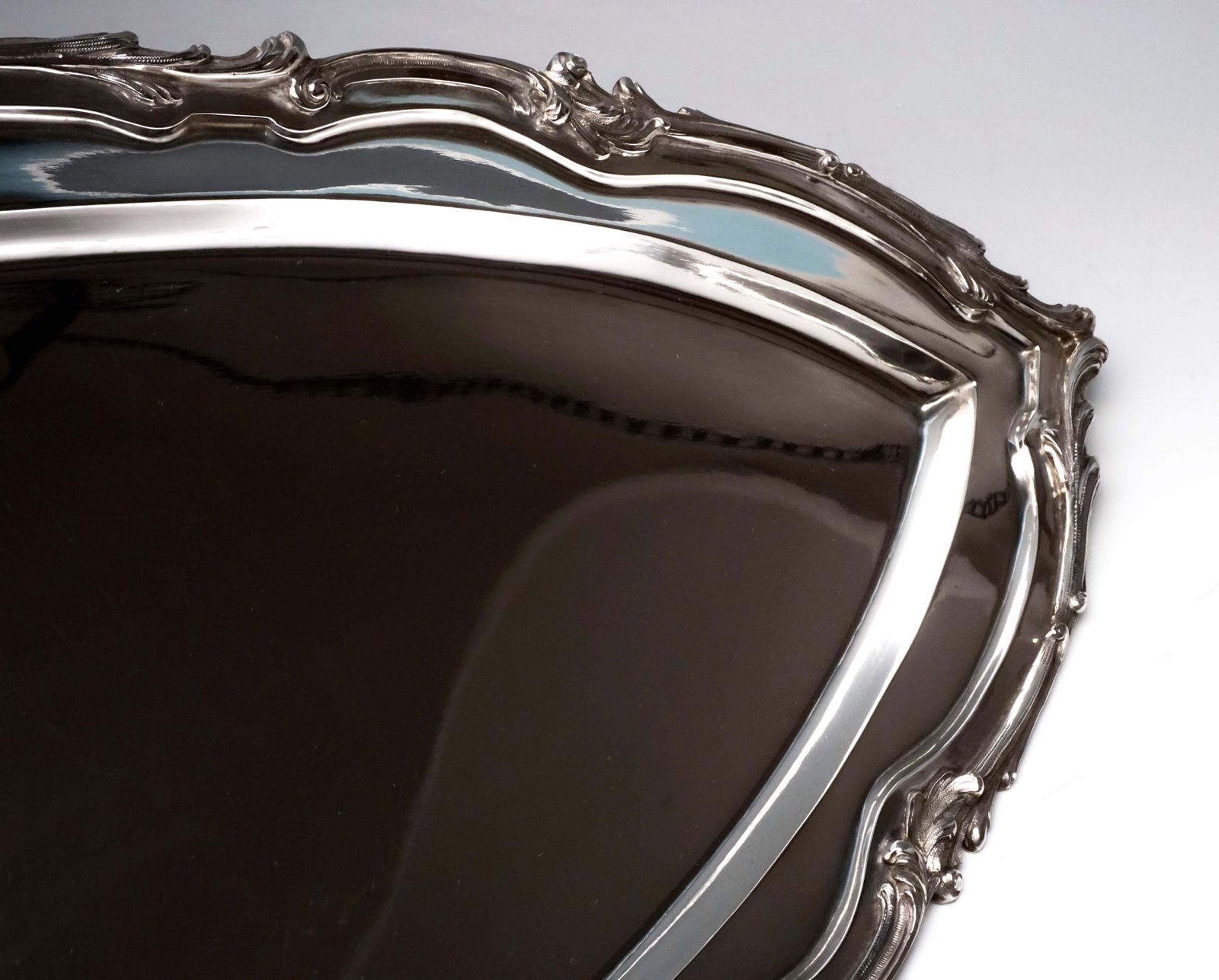 Large Viennese Art Nouveau Silver Platter In The Shape Of A Boat, Circa 1900 photo for sale