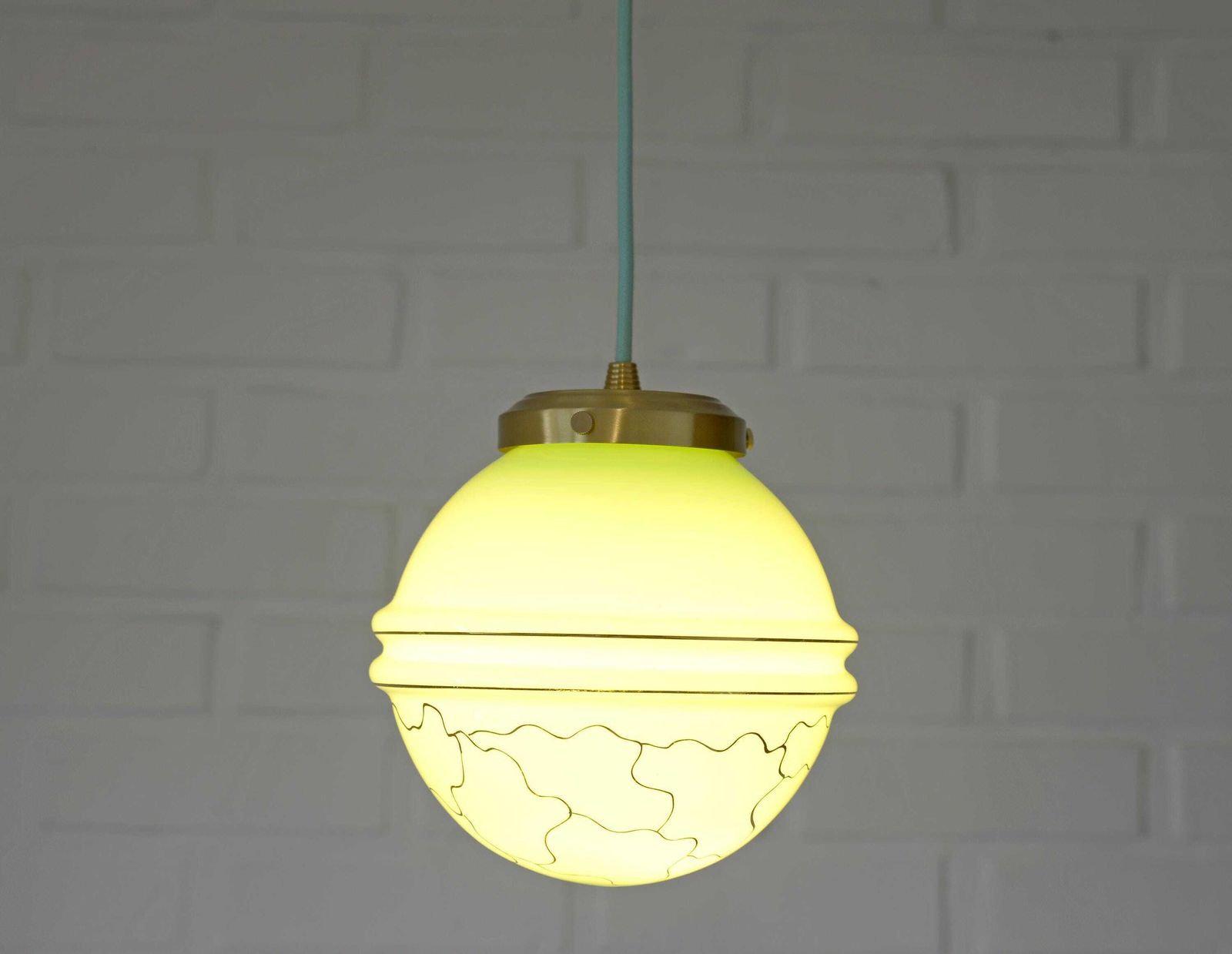 Redesign Pendant Lamp / Ceiling Light / Art Deco / Mint Green Hand Blown Glass / Light Fixture / Hanging Lamp / Antique Lamp / Old Lighting photo 214.0