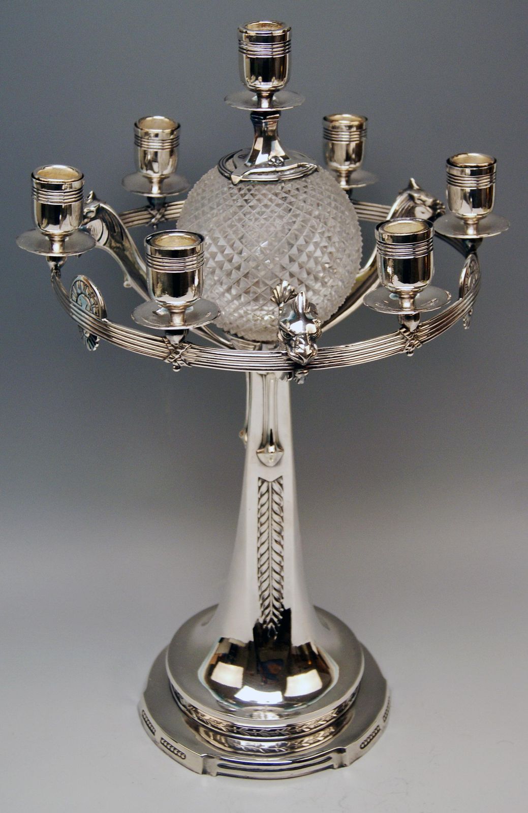 Three Part Table Set Centerpiece Pair Of Candelabras Silver Plated, Germany 1915 photo for sale
