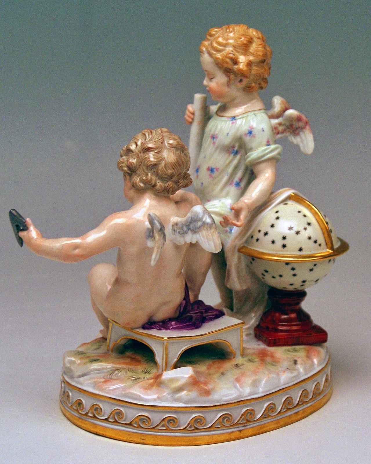 Meissen Figurines Cherubs Allegory Of Geometry Model C47, Acier Made Circa 1870 photo Home Decor