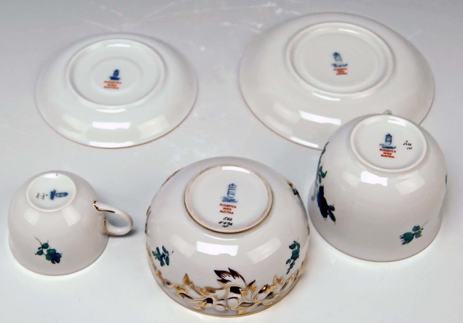 Augarten Vienna Mocha Tea Set Six Persons Maria Theresia Form Schubert photo vintage