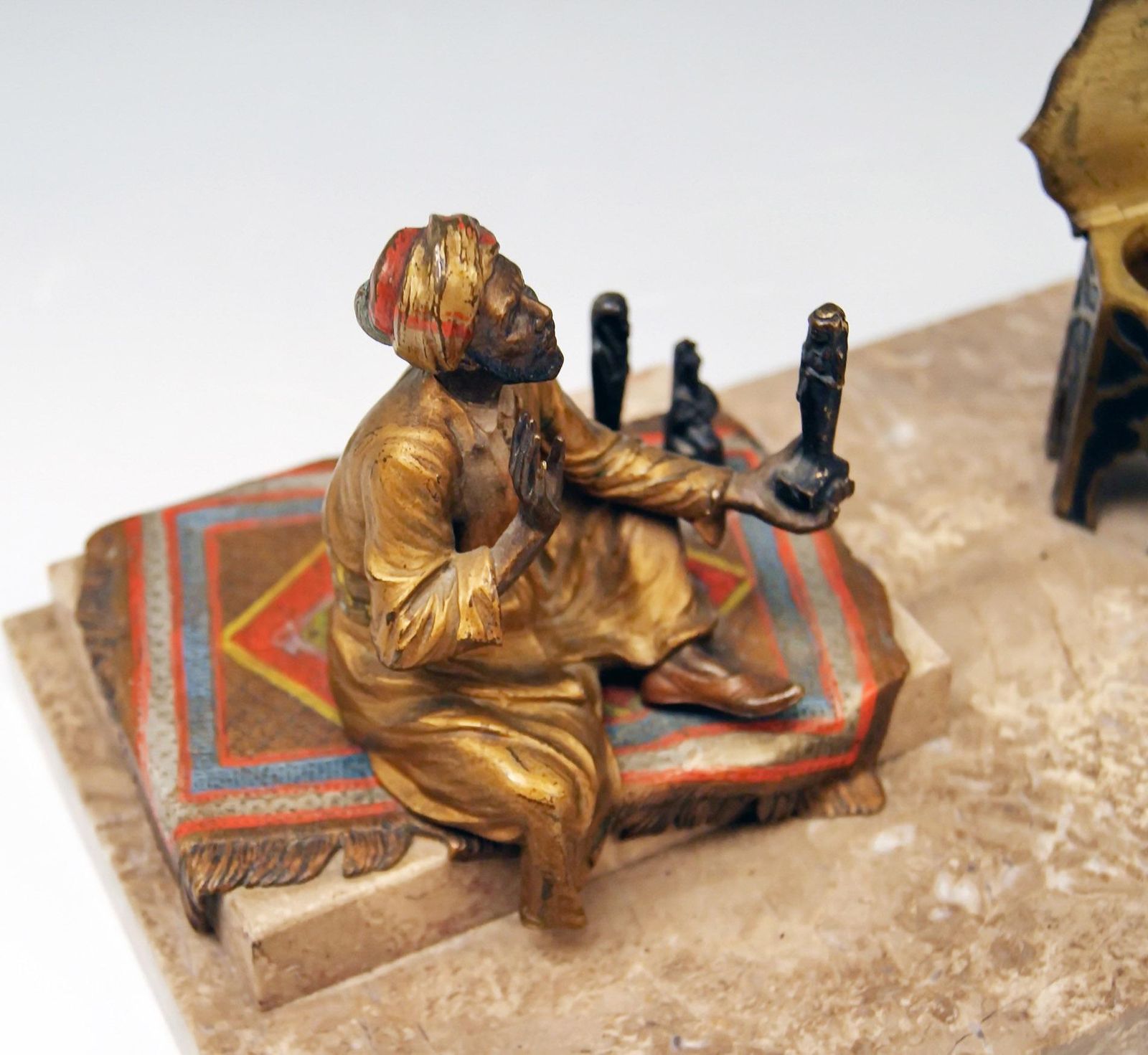 Vienna Bergman Bronze Arab Man On Carpet Selling Egypt Antiquities, Circa 1890 photo 2267.0