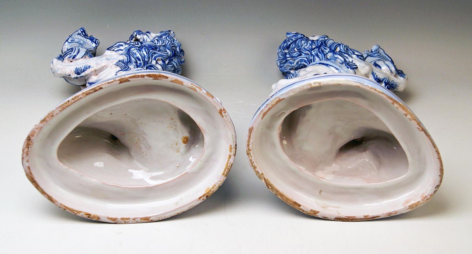 Pair Of Galle Nancy St. Clement Faience Walking & Roaring Lions Gallé Circa 1892 photo 3375.0