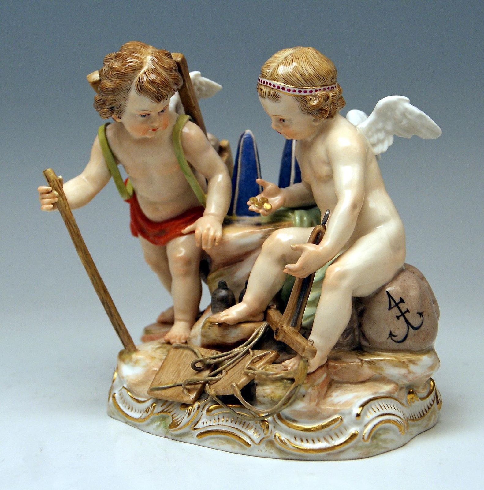 Meissen Figurines Cherubs Allegory Of Trading Model C42 By Schoenheit photo buy