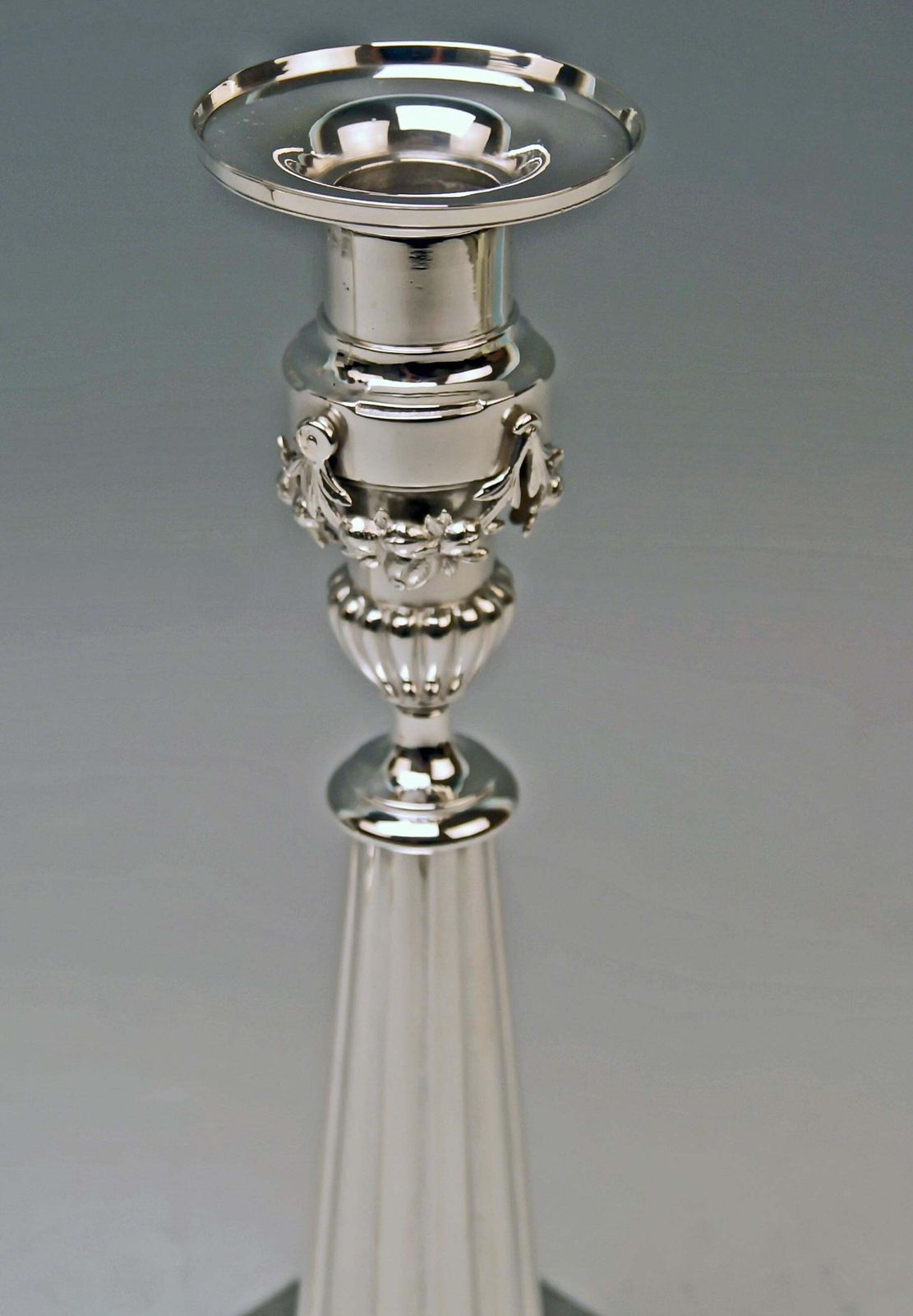 Silver Pair Of Candlesticks Period Of Classizism Augsburg Germany Haller photo Home Decor