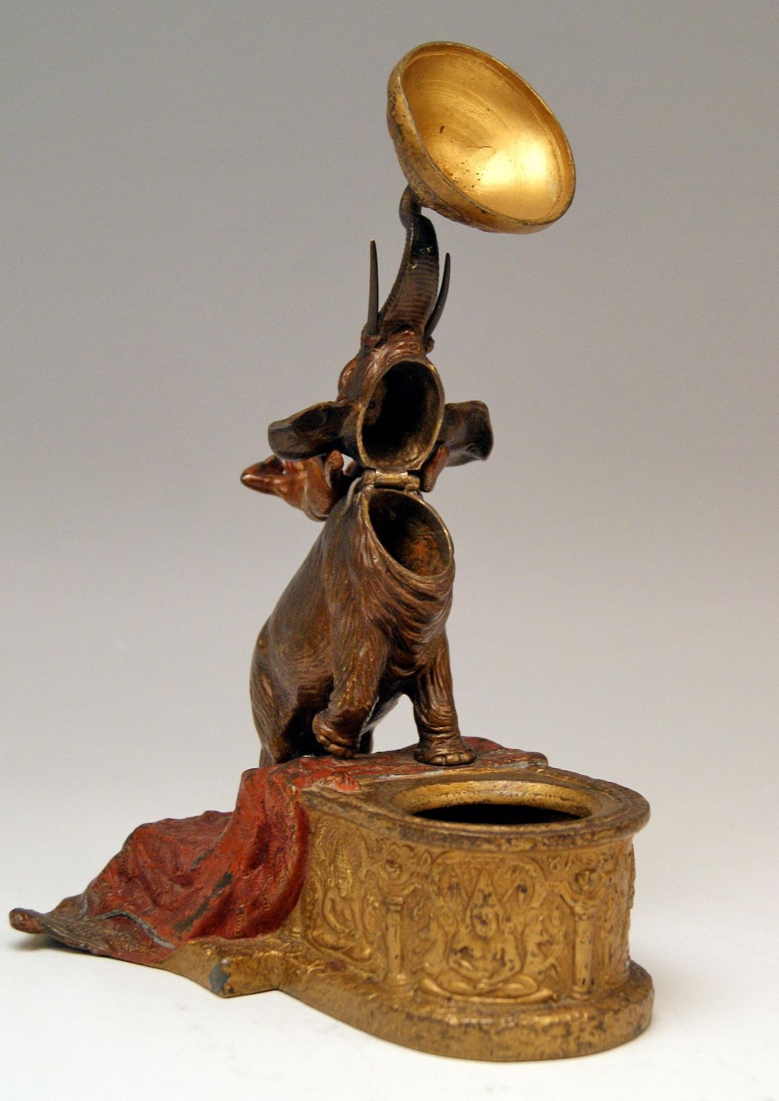Vienna Bergman Bronze Indian Man On Elephant Inkstand Inkwell Inkpot, Circa 1880 photo 2704.0