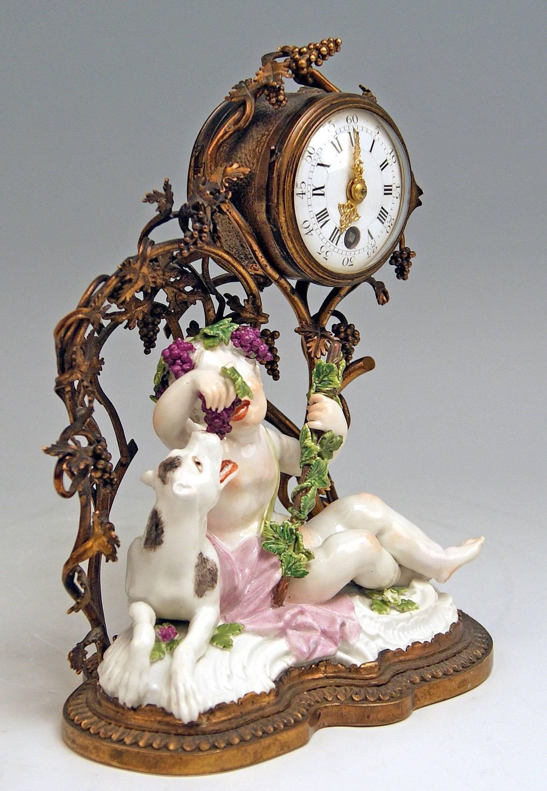 Meissen Mantel Table Clock Bronze Porcelain Autumn Fall Kaendler, Circa 1745 photo Home Decor
