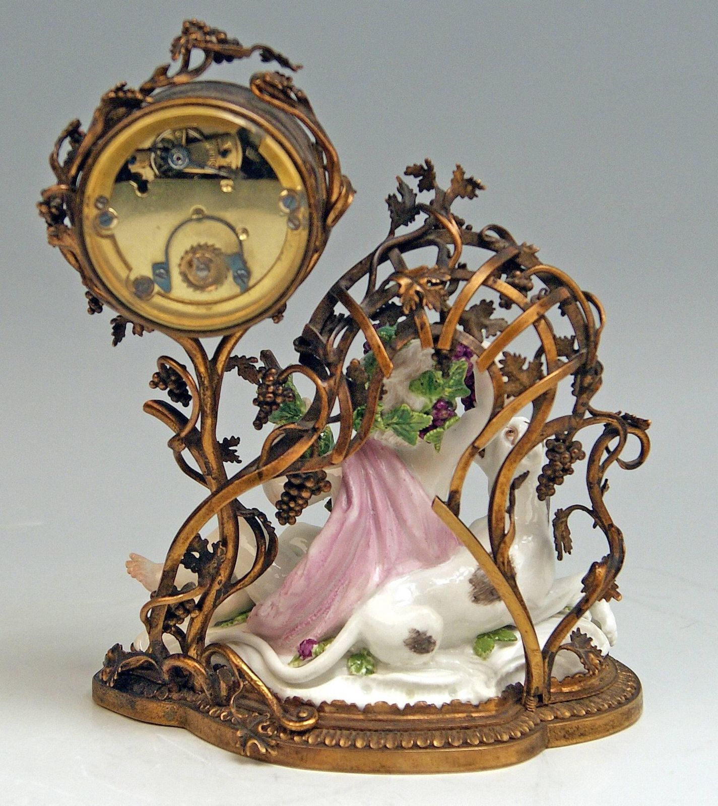Meissen Mantel Table Clock Bronze Porcelain Autumn Fall Kaendler, Circa 1745 photo 5045.0