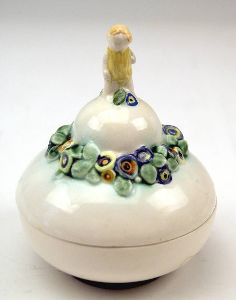 Bertold Löffler Vienna Lidded Round Bowl With Cherub En Miniature, Circa 1912 photo Home Decor