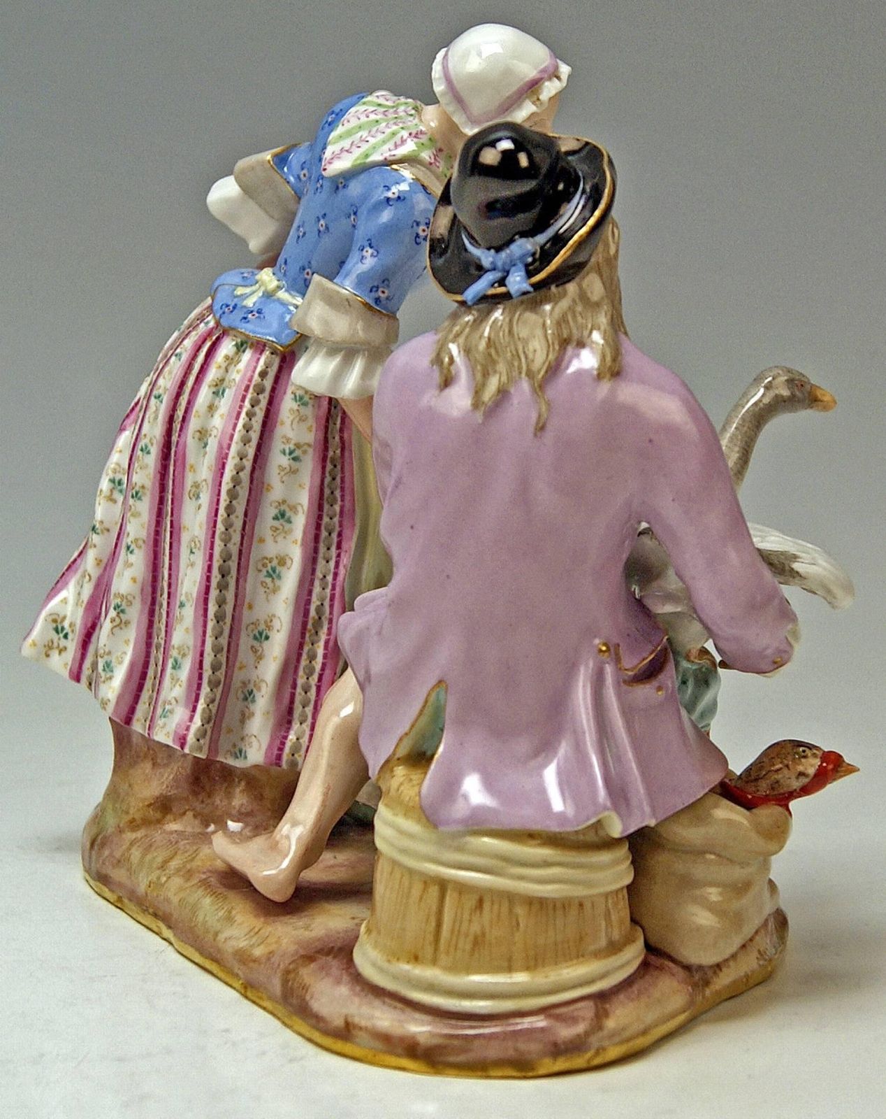 Meissen Rare Figurine Group The Deal With Geese By Circle Of J.J.Kaendler C.1870 photo for sale
