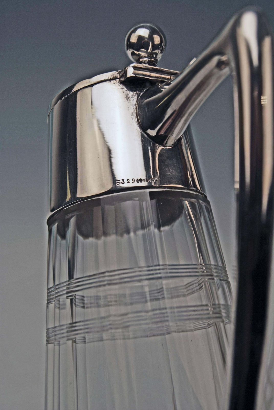 Silver Pair Of Glass Decanters Wilhelm Binder Art Nouveau Germany Circa 1900 photo vinterior