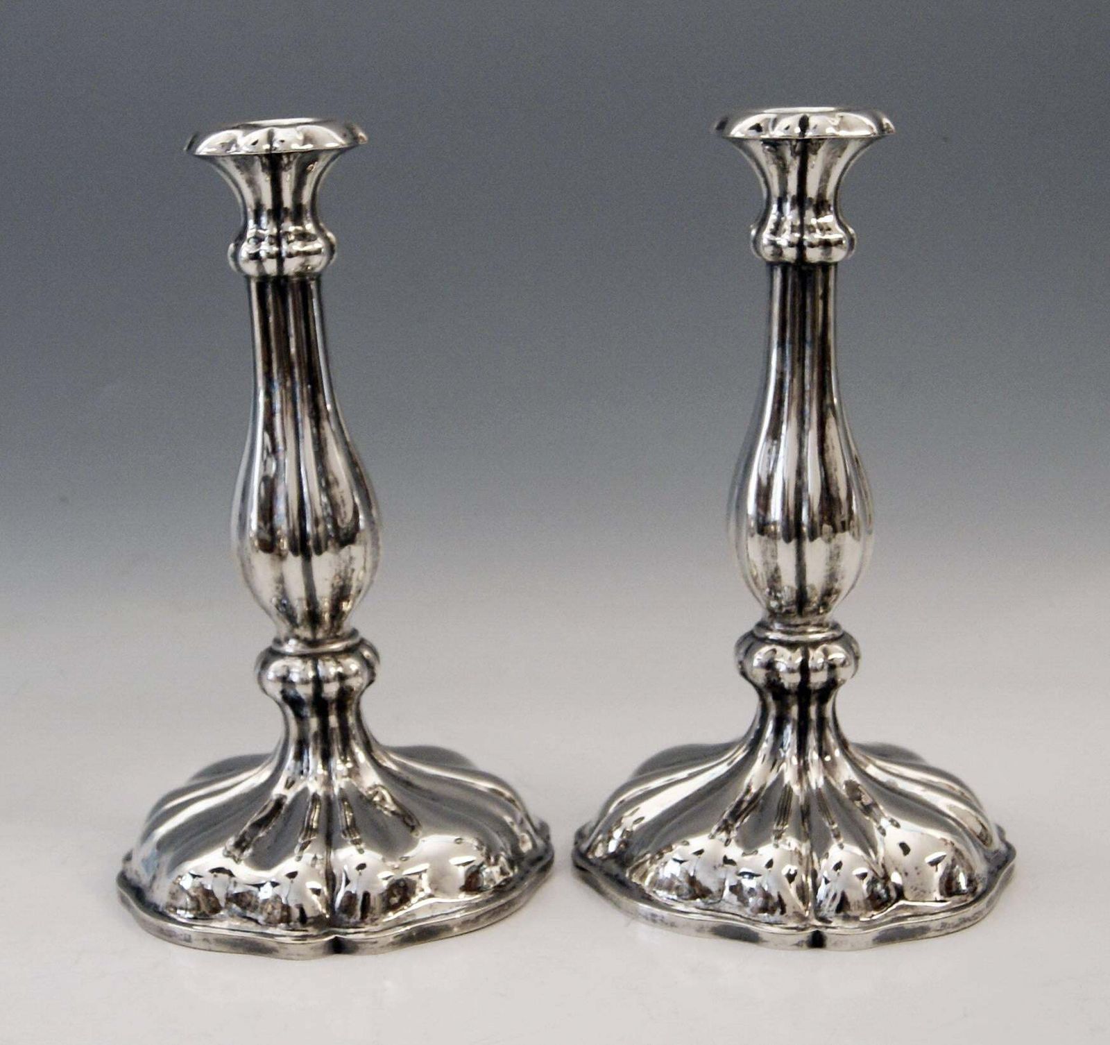 Silver 13 Lot Austrian Pair Of Candlesticks Vienna By Master J.Wiederspoeck 1855 photo furniture