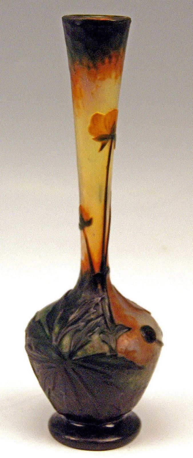 Daum Nancy Vase Flowers, Art Nouveau, France Lorraine, Circa 1895 1900 photo for sale