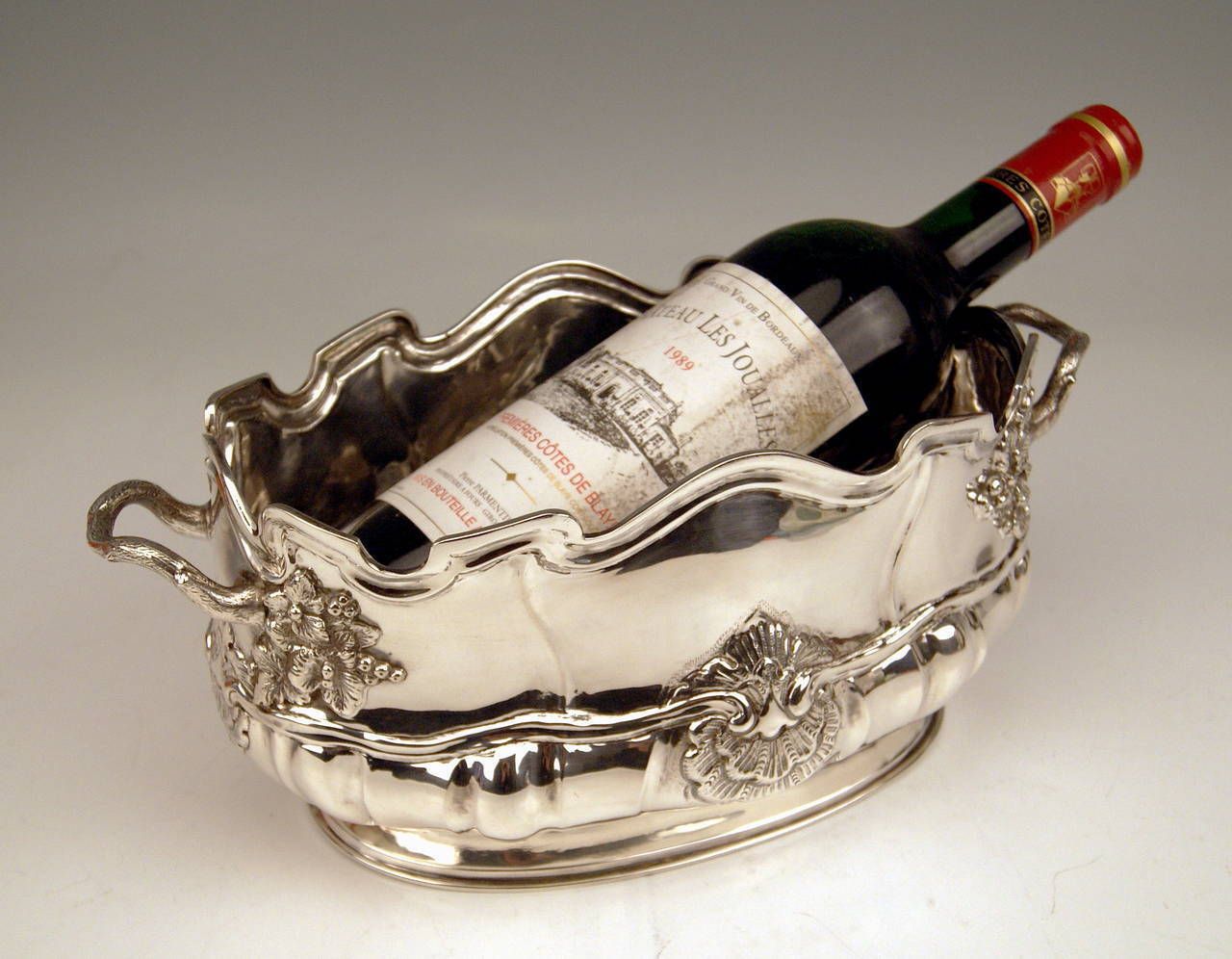 Silver Swiss Wine Cooler Bottle Holder Made In Geneva, Switzerland, Circa 1900 photo for sale