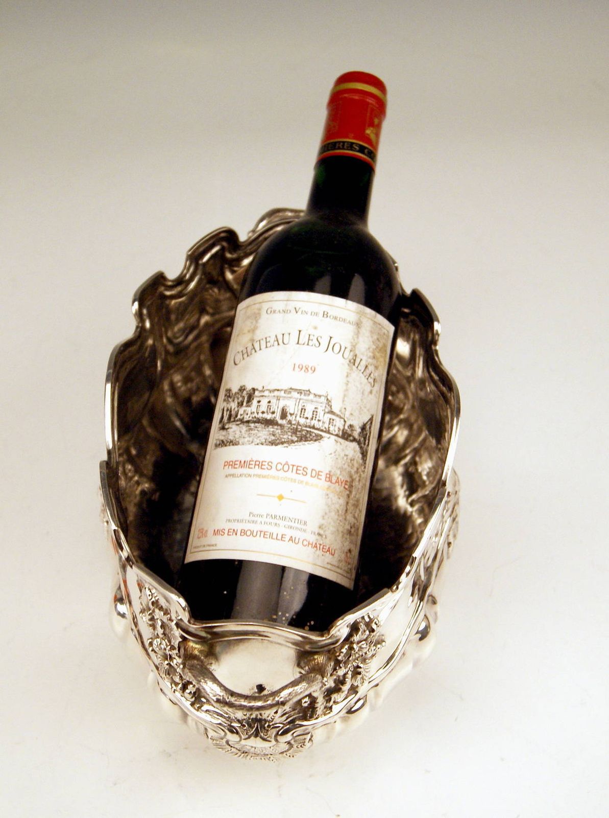 Silver Swiss Wine Cooler Bottle Holder Made In Geneva, Switzerland, Circa 1900 photo vintage