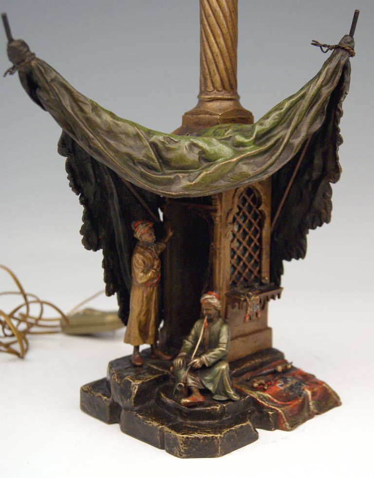 Vienna Bronze Table Lamp Vintage By Franz Bergman Smoking Arab Man, Circa 1890 photo 5773.0