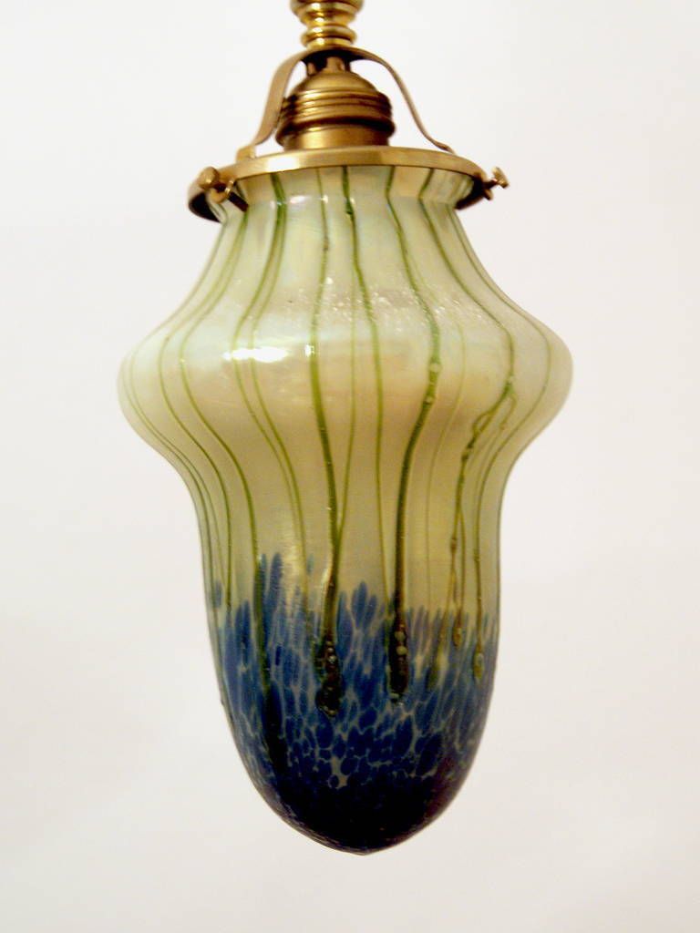 Art Nouveau Suspended Lamp Pendant Vienna Palme Koenig Shade C.1900 photo 2137.0