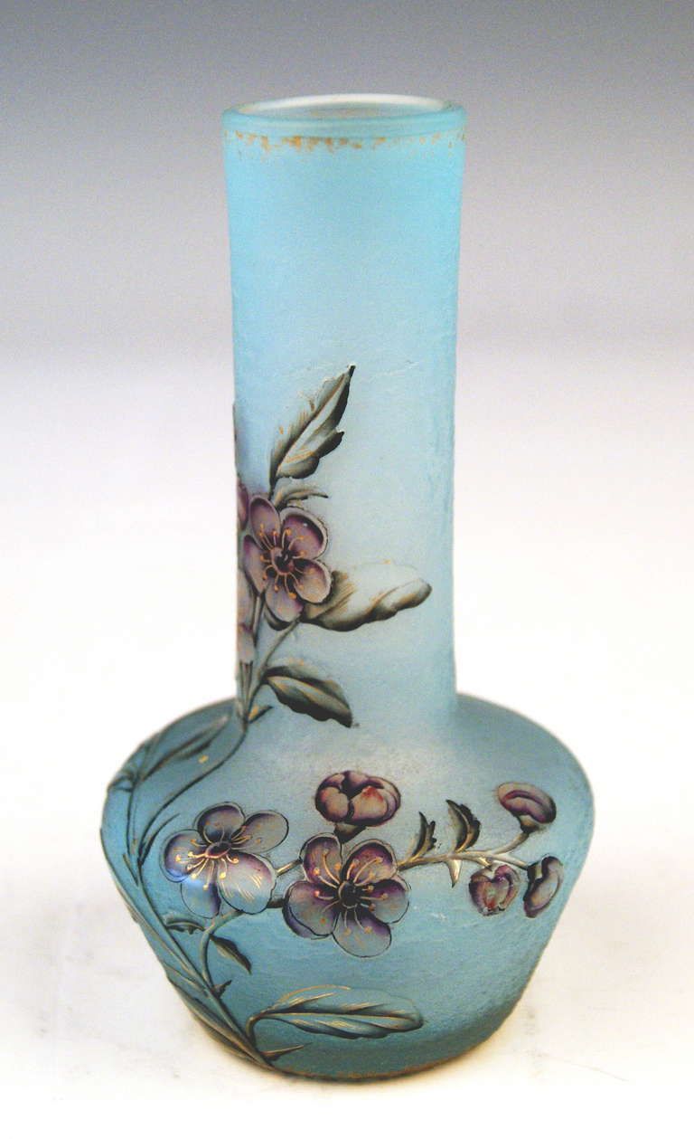 Daum Nancy Vase Flower Blossoms On Stems Art Nouveau France Lorraine C. 1900 photo 1687.0