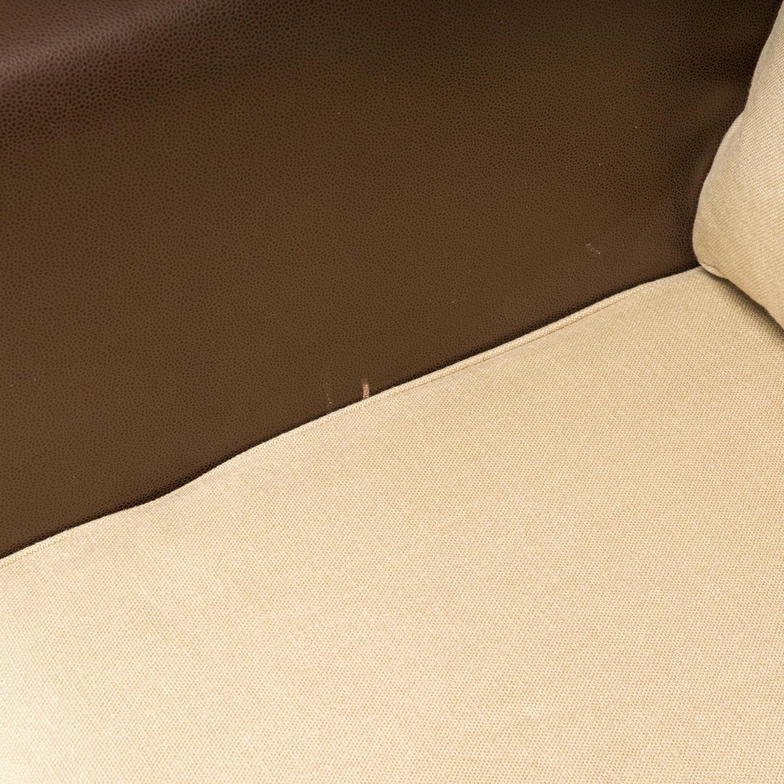 Philippe Hurel Brown Leather & Fabric Loveseat Sofa photo buy